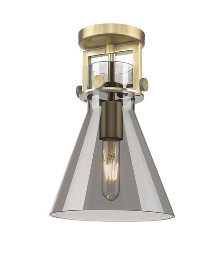 Newton Cone - 1 Light - 8 inch - Brushed Brass - Semi-Flush Mount (3442|411-1F-BB-G411-8SM)