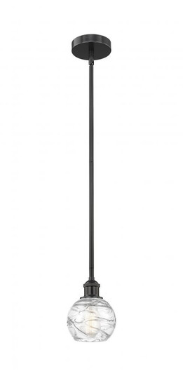 Athens Deco Swirl - 1 Light - 6 inch - Matte Black - Cord hung - Mini Pendant (3442|616-1S-BK-G1213-6-LED)