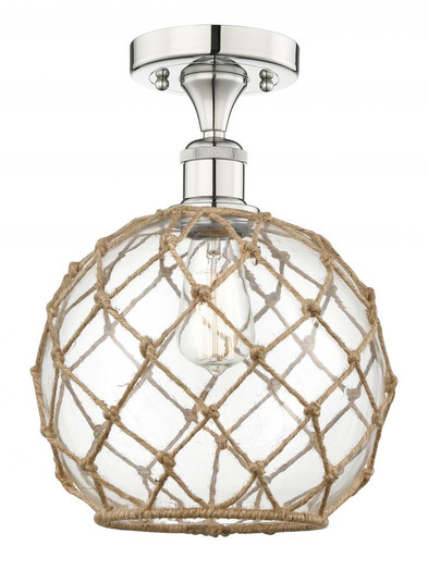 Farmhouse Rope - 1 Light - 10 inch - Polished Nickel - Semi-Flush Mount (3442|616-1F-PN-G122-10RB)