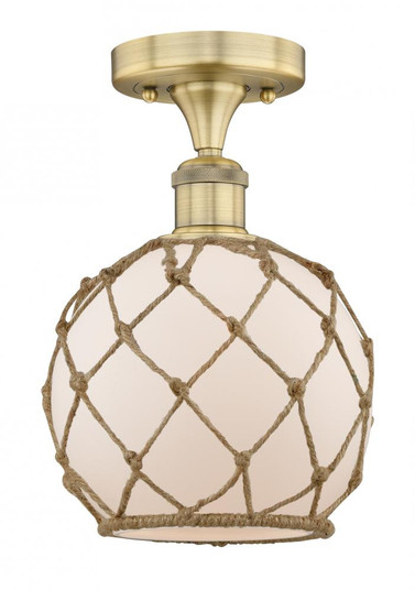 Farmhouse Rope - 1 Light - 8 inch - Brushed Brass - Semi-Flush Mount (3442|616-1F-BB-G121-8RB)