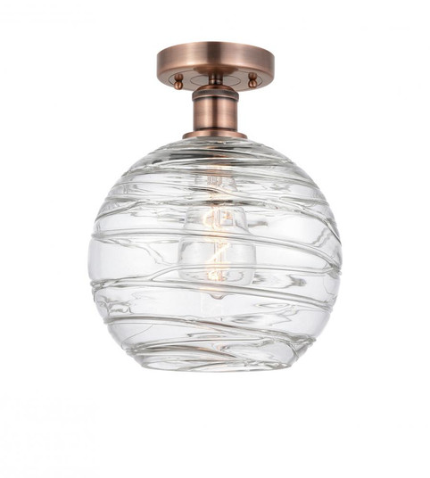 Athens Deco Swirl - 1 Light - 10 inch - Antique Copper - Semi-Flush Mount (3442|616-1F-AC-G1213-10)