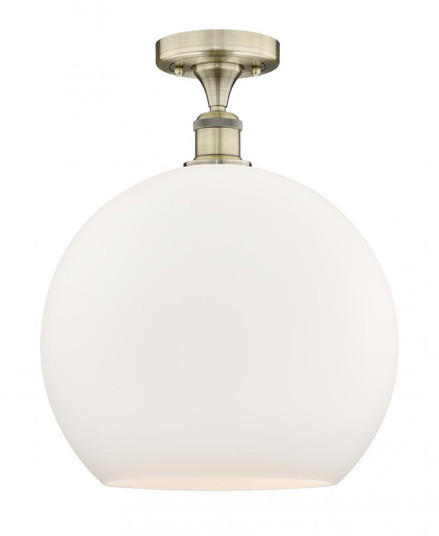 Athens - 1 Light - 14 inch - Antique Brass - Semi-Flush Mount (3442|616-1F-AB-G121-14)