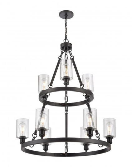 Clymer - 9 Light - 30 inch - Matte Black - Chain Hung - Chandelier (3442|8203-BK-G804)