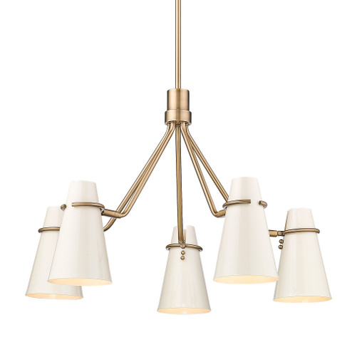 Golden Lighting Reeva 5-light Chandelier in Modern Brass and Glossy Ecru shade (36|2122-5 MBS-GE)