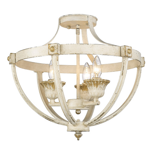 Golden Lighting Jules 3-light Semi-Flush Mount in Antique Ivory (36|0892-SF AI)