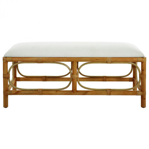 Uttermost Laguna White Fabric Rattan Bench (85|23755)