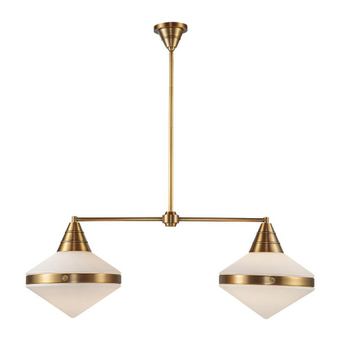 Willard 41-in Vintage Brass/Opal Matte Glass 2 Lights Linear Pendant (7713|LP348241VBOP)