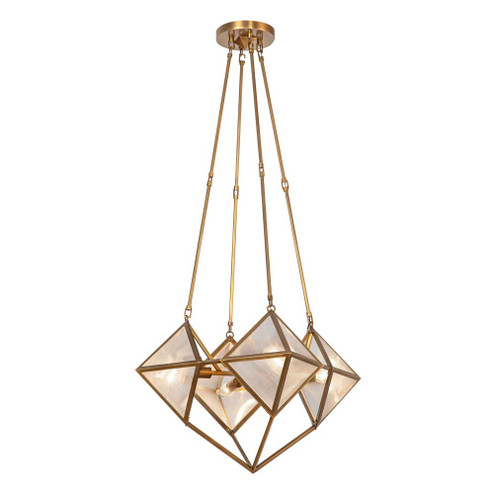 Cairo 21-in Ribbed Glass/Vintage Brass 4 Lights Chandeliers (7713|CH332421VBCR)