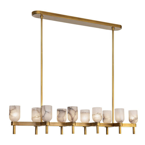 Lucian 52-in Vintage Brass/Alabaster 10 Lights Linear Pendant (7713|LP338052VBAR)
