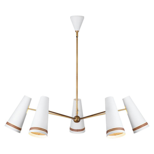 Brickell 45-in Matte White/Hazelnut Leather 5 Lights Chandeliers (7713|CH342545MWHL)