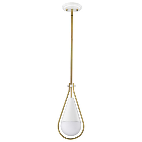 Admiral 1 Light Pendant; 6 Inches; Matte White and Natural Brass Finish; White Opal Glass (81|60/7922)