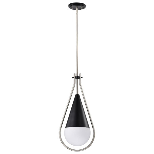 Admiral 1 Light Pendant; 10 Inches; Matte Black and Brushed Nickel Finish; White Opal Glass (81|60/7913)