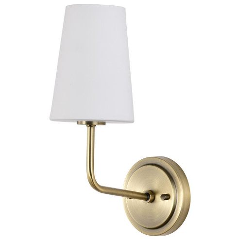 Cordello 1 Light Sconce; Vintage Brass Finish; Etched White Opal Glass (81|60/7883)
