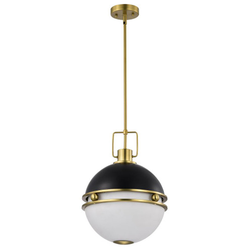 Everton 2 Light Pendant; 14 Inches; Matte Black & Brass Finish; Etched Opal Glass (81|60/7878)