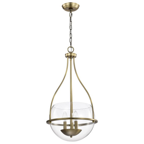 Amado 3 Light Pendant; 14 Inches; Vintage Brass Finish; Clear Glass (81|60/7818)