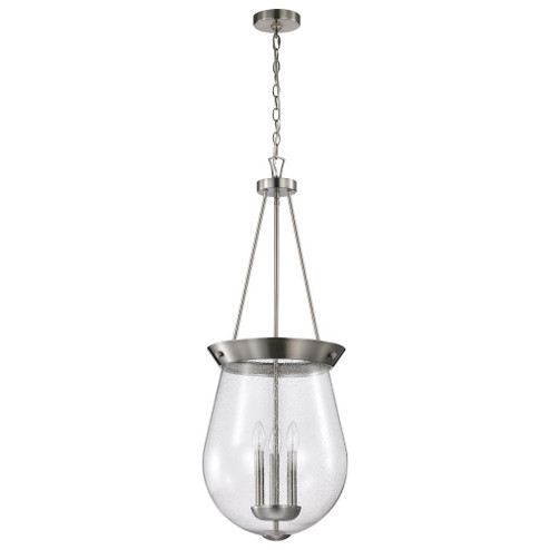 Boliver 3 Light Pendant; 14 Inches; Brushed Nickel Finish; Clear Seeded Glass (81|60/7805)