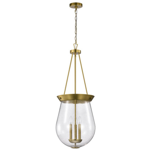 Boliver 3 Light Pendant; 14 Inches; Vintage Brass Finish; Clear Seeded Glass (81|60/7804)