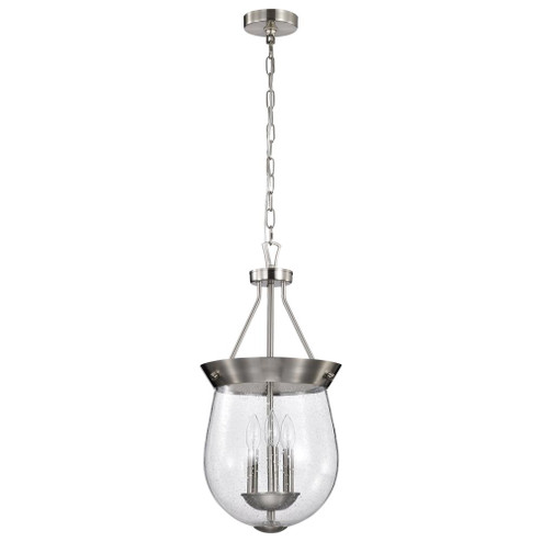 Boliver 3 Light Pendant; 11 Inches; Brushed Nickel Finish; Clear Seeded Glass (81|60/7802)