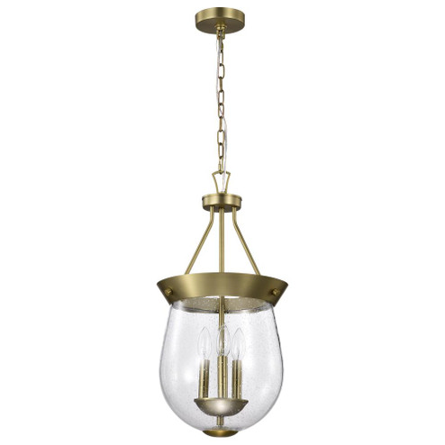 Boliver 3 Light Pendant; 11 Inches; Vintage Brass Finish; Clear Seeded Glass (81|60/7801)
