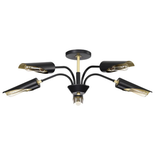 Marc 5 Light Chandelier; Matte Black Finish; Gold Accents (81|60/7295)