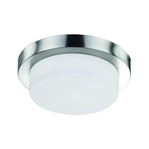 Single LED Round Flush Mount Ceiling Fixture with White Opal Glass (461|FM1913-BN)