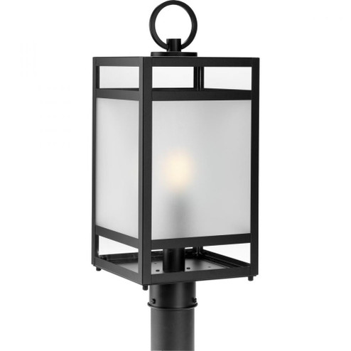 Parrish Collection One-Light Matte Black Clear and Etched Glass Modern Craftsman Outdoor Post Light (149|P540105-31M)