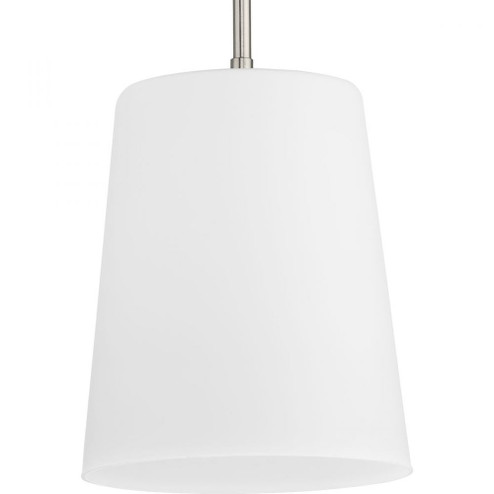 Clarion Collection One-Light Brushed Nickel Etched White Transitional Pendant (149|P500429-009)
