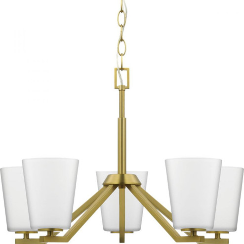 Vertex Collection Five-Light Brushed Gold Etched White Contemporary Chandelier (149|P400343-191)