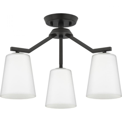 Vertex Collection Three-Light Matte Black Etched White Contemporary Convertible Chandelier (149|P400342-31M)