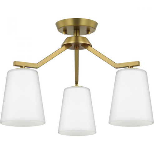 Vertex Collection Three-Light Brushed Gold Etched White Contemporary Convertible Chandelier (149|P400342-191)