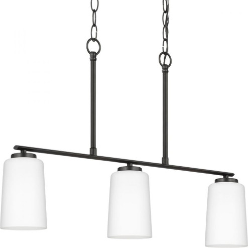 Adley Collection Three-Light Matte Black Etched White Glass New Traditional Linear Chandelier (149|P400348-31M)