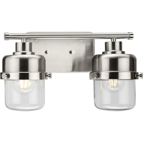 Beckner Collection Two-Light Brushed Nickel Clear Glass Urban Industrial Bath Light (149|P300423-009)