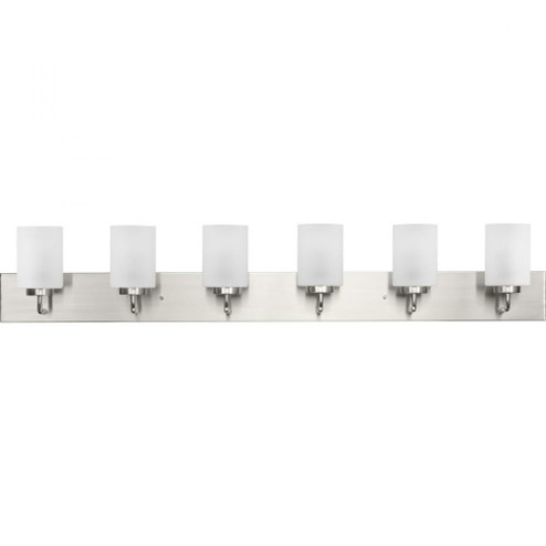 Merry Collection Six-Light Brushed Nickel Etched Glass Transitional Style Bath Vanity Wall Light (149|P300421-009)