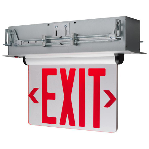 Red (Mirror) Edge Lit LED Exit Sign; 3.14 Watt; Dual Face; 120/277 Volts; Silver Finish (27|67/117)