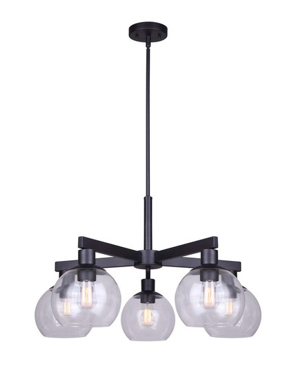 LANDRY, MBK Color, 5 Lt Rod Chandelier, Clear Glass, 60W Type A, 27.125inch W x (801|ICH560B05BK)