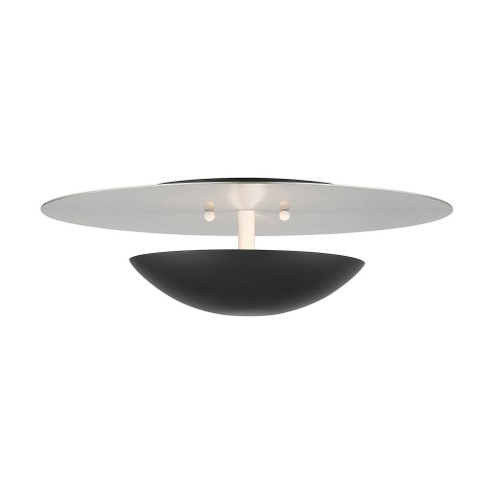 2 Light Black Large Semi-Flush/ Wall Sconce with Brushed Nickel Reflector Backplate (108|56570-04)