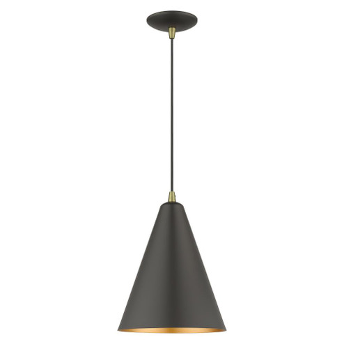 1 Light Bronze Cone Pendant with Antique Brass Accents (108|41492-07)