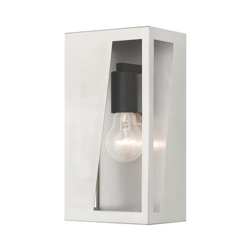 1 Light Brushed Nickel Outdoor Medium ADA Wall Lantern with Black Finish Accents (108|28932-91)