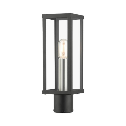 1 Light Black Outdoor Post Top Lantern with Brushed Nickel Finish Accents (108|28034-04)
