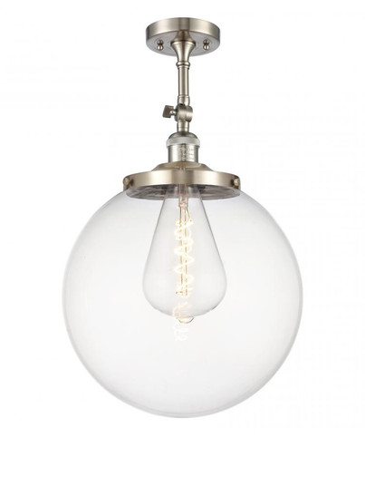 Beacon - 1 Light - 14 inch - Brushed Satin Nickel - Adjustable Semi-Flush Mount (3442|201F-SN-G202-14)