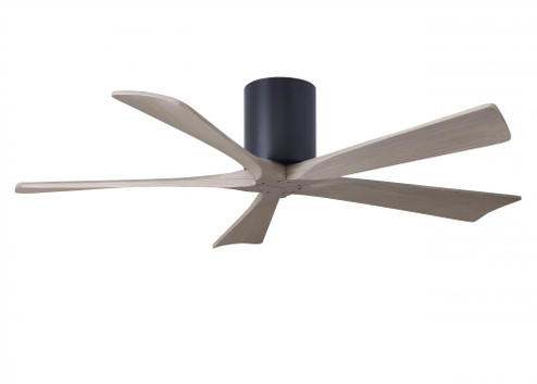 Irene-5H three-blade flush mount paddle fan in Matte Black finish with 52” Gray Ash tone blades. (230|IR5H-BK-GA-52)