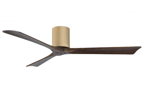 Irene-3H three-blade flush mount paddle fan in Light Maple finish with 60” Walnut tone blades.  (230|IR3H-LM-WA-60)