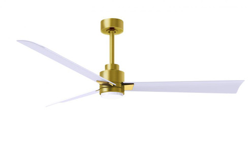 Alessandra 3-blade transitional ceiling fan in brushed brass finish with matte white blades. Optim (230|AKLK-BRBR-MWH-56)