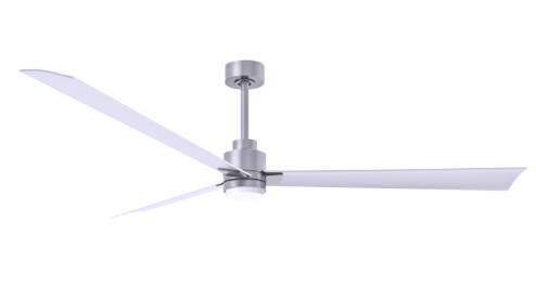 Alessandra 3-blade transitional ceiling fan in brushed nickel finish with matte white blades. Optimi (230|AKLK-BN-MWH-72)