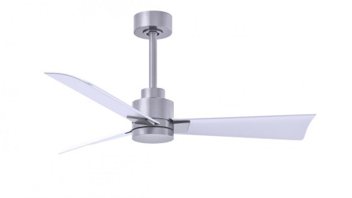 Alessandra 3-blade transitional ceiling fan in brushed nickel finish with matte white blades. Optimi (230|AK-BN-MWH-42)