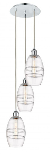 Vaz - 3 Light - 12 inch - Polished Chrome - Cord hung - Multi Pendant (3442|113B-3P-PC-G557-6CL)