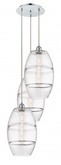 Vaz - 3 Light - 17 inch - Polished Chrome - Cord hung - Multi Pendant (3442|113B-3P-PC-G557-10CL)