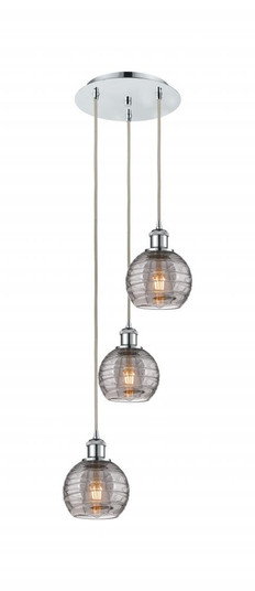 Athens Deco Swirl - 3 Light - 12 inch - Polished Chrome - Cord hung - Multi Pendant (3442|113B-3P-PC-G1213-6SM)