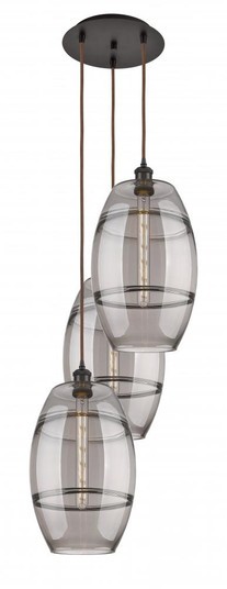 Vaz - 3 Light - 17 inch - Oil Rubbed Bronze - Cord hung - Multi Pendant (3442|113B-3P-OB-G557-10SM)
