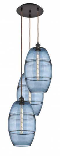 Vaz - 3 Light - 17 inch - Oil Rubbed Bronze - Cord hung - Multi Pendant (3442|113B-3P-OB-G557-10BL)